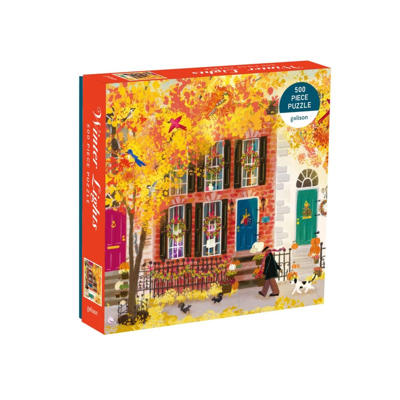 Christmas Snow Winter Lights Puzzle 500 Piece With Gold Foil Reflective Atmosphere Ornaments Puzzle Decompression Toy Birthday Gift - Image 1